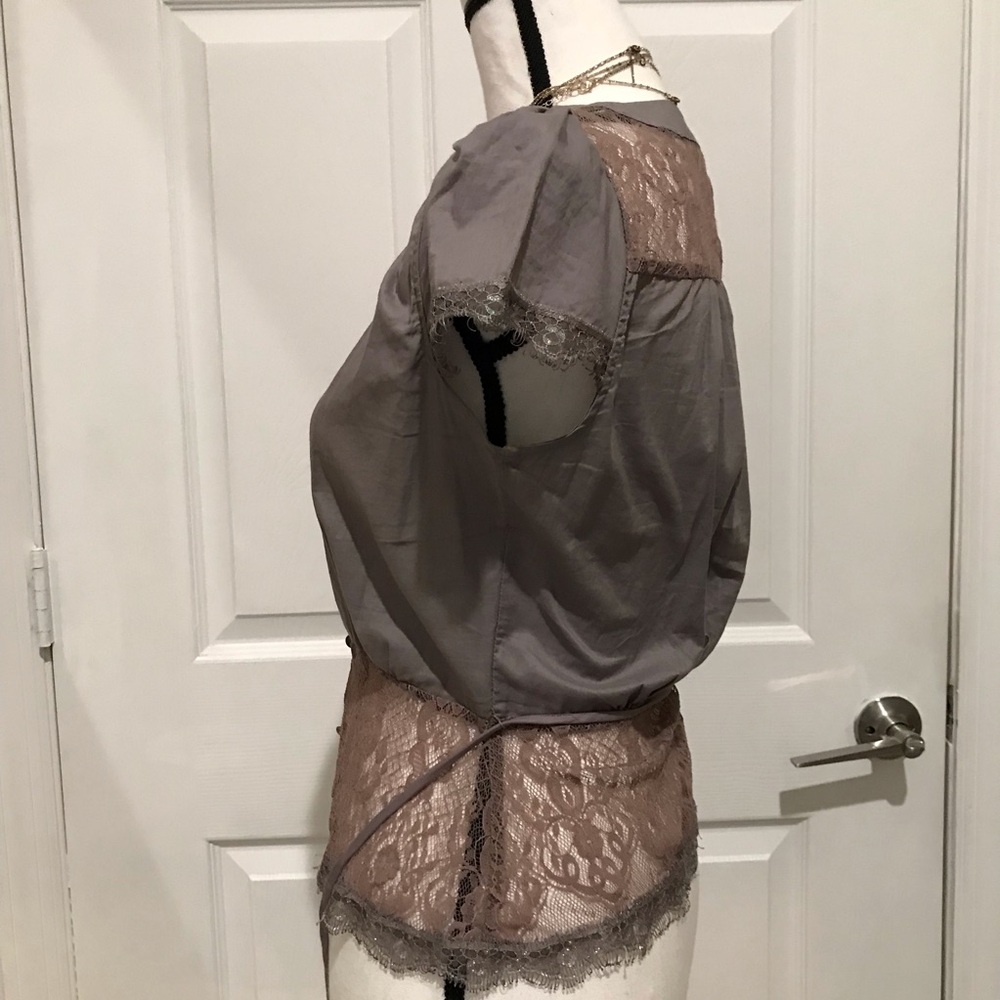 Baby Phat Gray Lace-Trim Button Front Blouse Size M - Picture 5 of 8